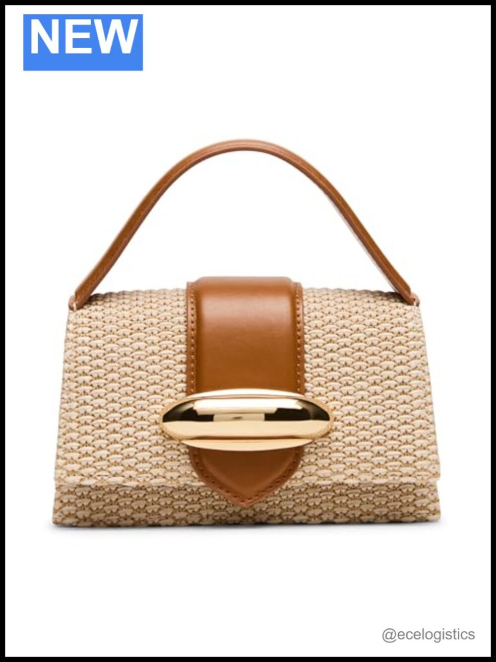 Straw Mini Satchel Crossbody Bag Magnetic Snap Closure Top Handle